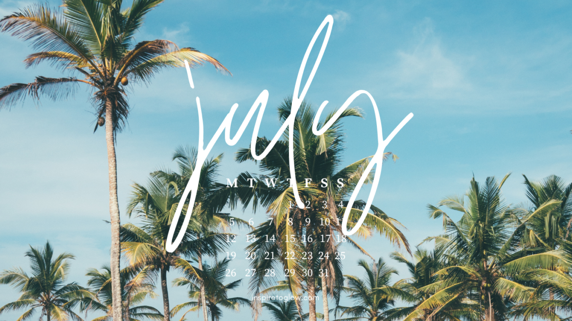 Free, downloadable Tech Backgrounds for July 2021. Summer aesthetic. Palm trees.