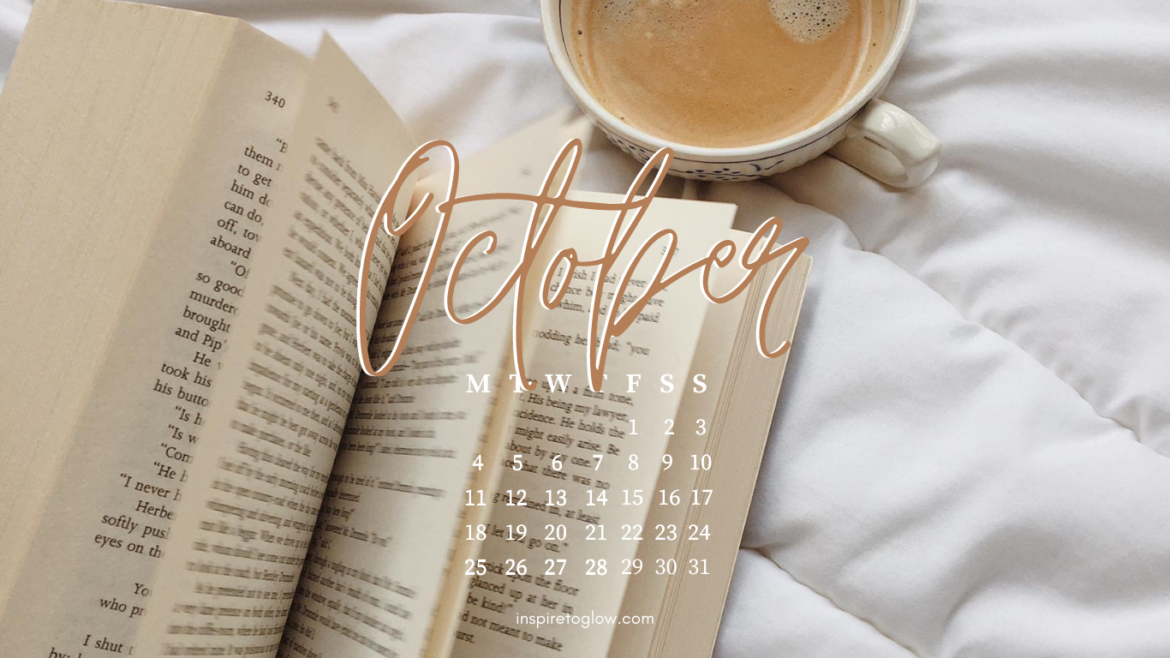 October Desktop Wallpaper - Cozy Reading Coffee Aesthetic | Inspire to Glow