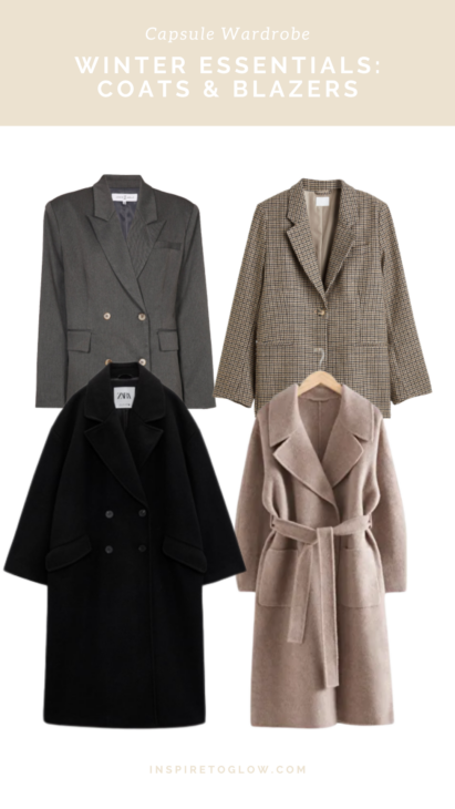 Build a Capsule Wardrobe You'll love - Part 2: Winter 2022 2023 Essentials - Coats Blazers Jackets - Fashion Guide Inspiration