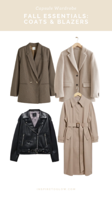 Fall 2023 Capsule Wardrobe - Fall Essentials: Coast & Blazers - Outerwear staples for your wardrobe - Classic trench coat by And Other Stories - blazer by H&M - blazer by And Other Stories - oversized leather jacket by Mango