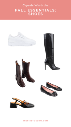 Fall 2023 Capsule Wardrobe - Fall Essentials: shoes and footwear - white sneakers by Puma - Black knee high boots by Bronx Shoes - chelsea boots by And Other Stories - black ballet flats by Pretty Ballerinas - black heels by Sézane