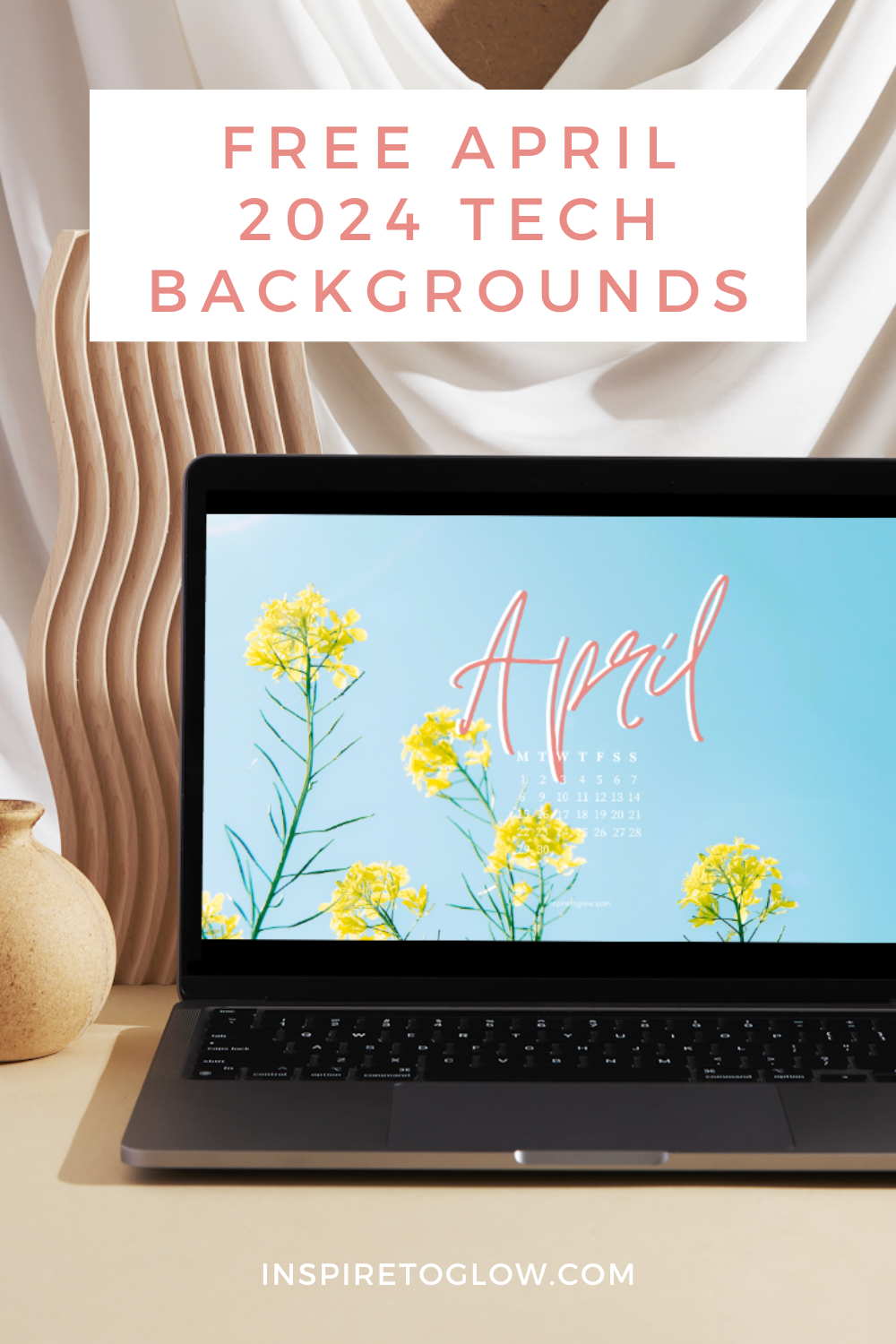 Free, downloadable April 2024 Tech Backgrounds Inspire to Glow